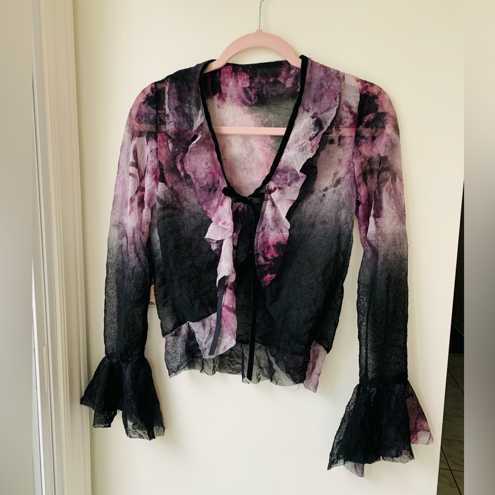 Vintage handmade mesh ruffle top